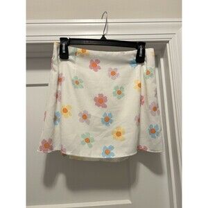 Princess Polly White Floral Print Layered Chiffon Mini Skirt Women’s Size 6 Zip
